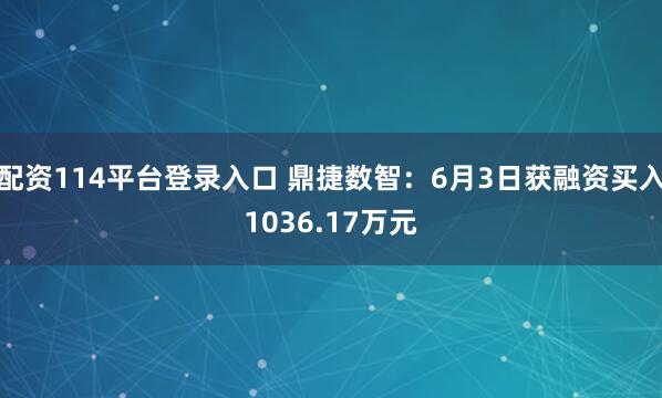 配资114平台登录入口 鼎捷数智：6月3日获融资买入1036.17万元