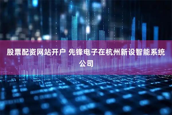 股票配资网站开户 先锋电子在杭州新设智能系统公司